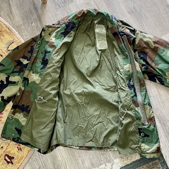 Vintage 1985 MFG Military Army Woodland Camouflage Heavyweight Jacket Field Coat - Picture 11 of 16